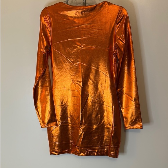 AKIRA Shimmering Copper Long Sleeve Dress - Picture 3 of 5